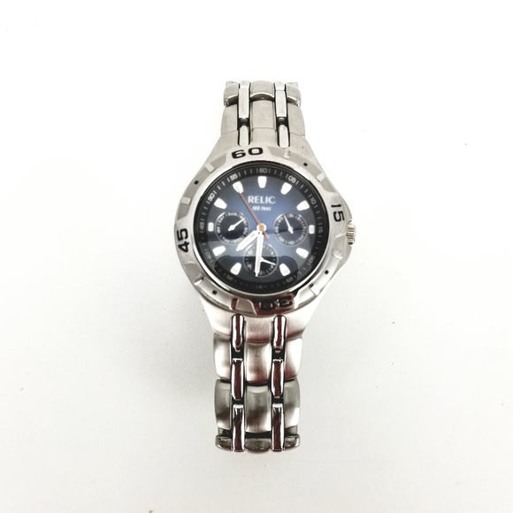 Relic Wet Zr549 Chrome Blue Dial 